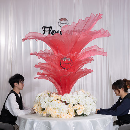Flowerva Rose Red Table Flower Wedding Decoration (With Base)