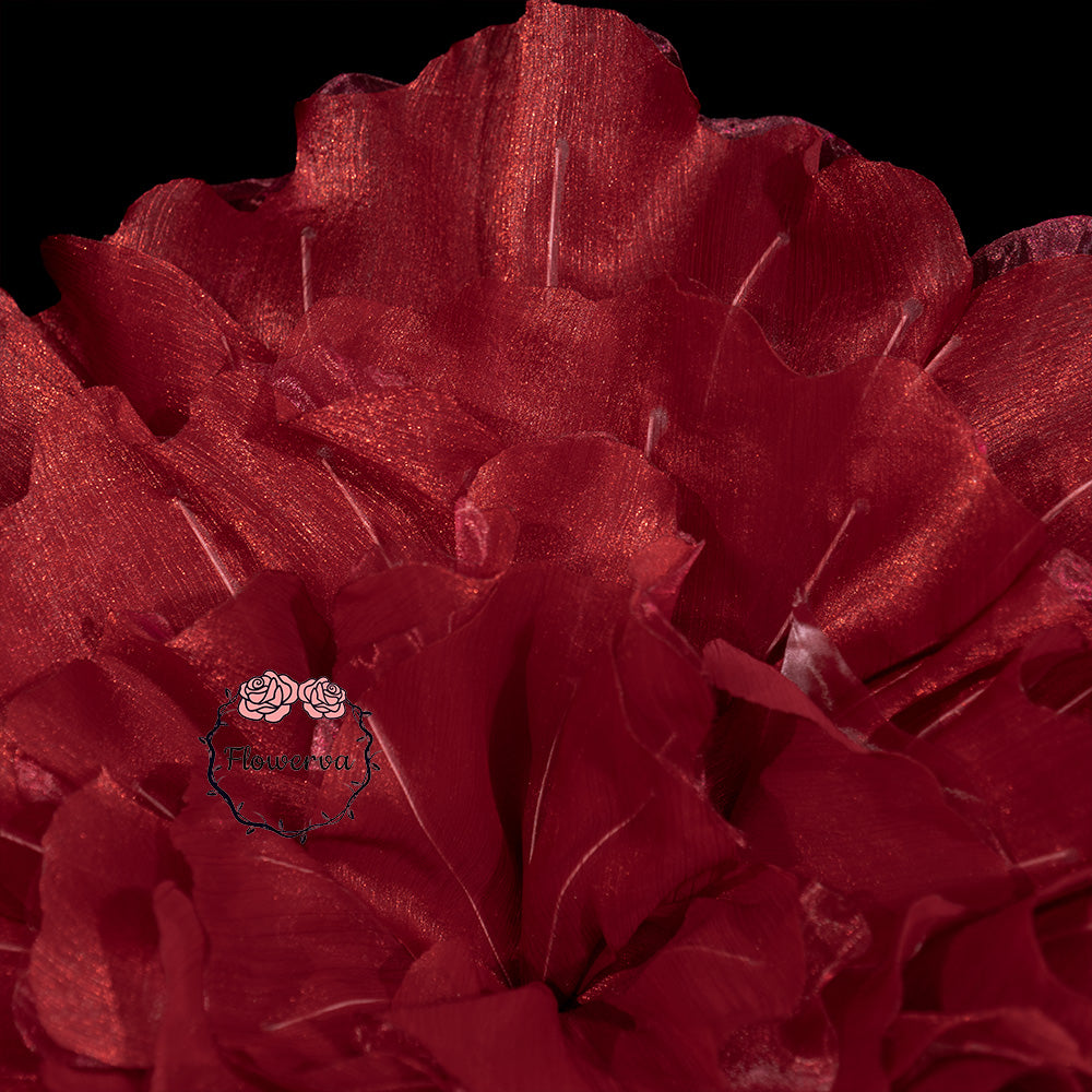 Flowerva Scarlet Shimmer Ruffled Fabric Flower