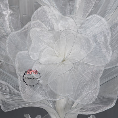 Flowerva White Serenity Floral Heart Sheer Texture Table Flower