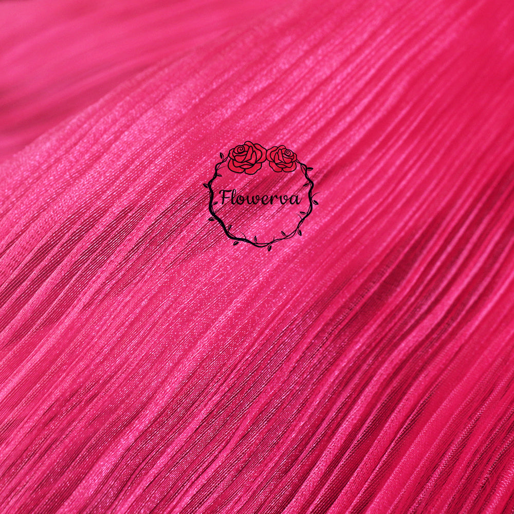 Flowerva Rose Red Glossy Pleated Texture Simple Wedding Decor Fabric Design