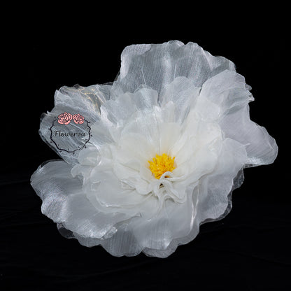 Flowerva Fluffy & Airy White Fabric Flower