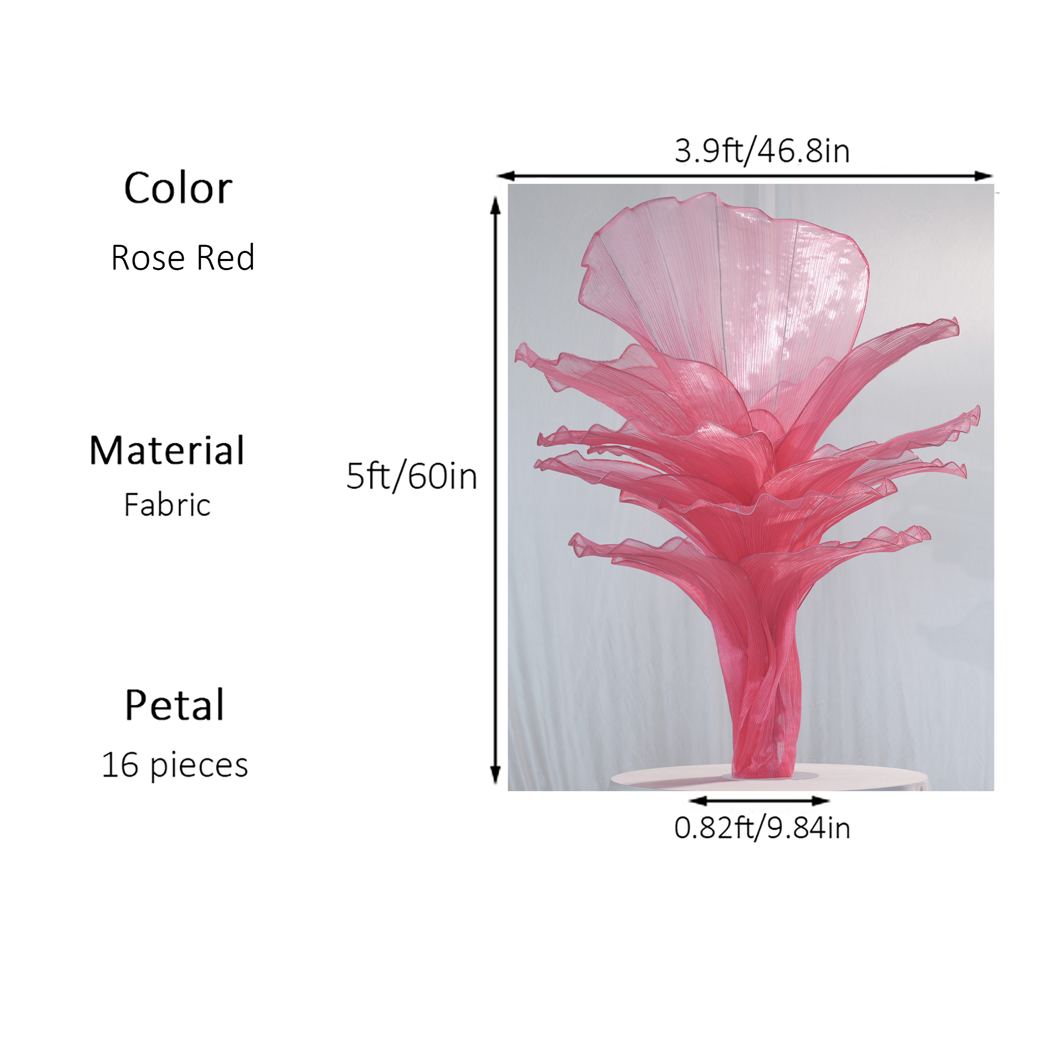 Flowerva Rose Red Table Flower Wedding Decoration (With Base)