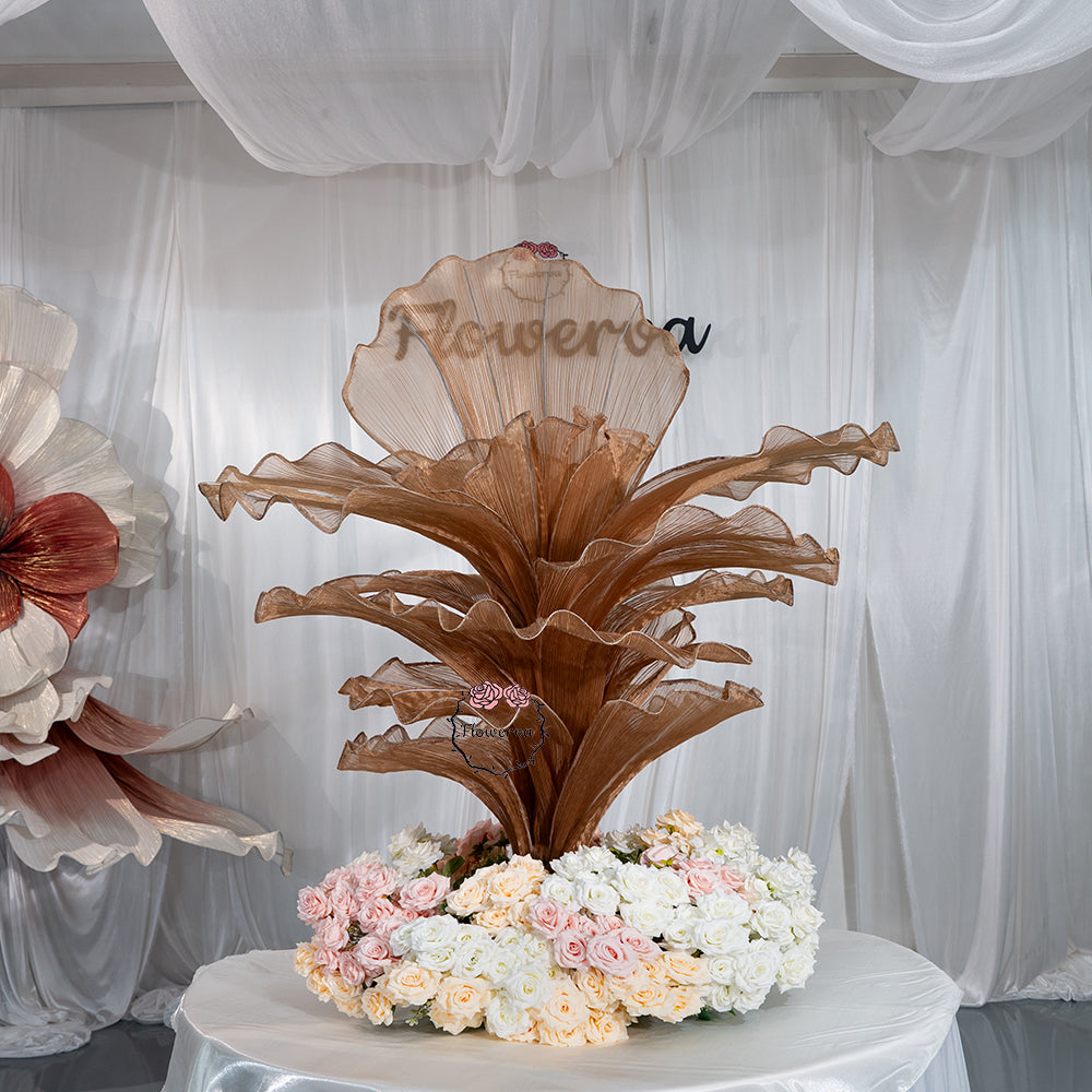 Flowerva Brown Table Flower Wedding Decoration (With Base)