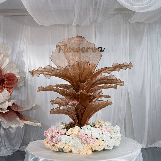 Flowerva Brown Table Flower Wedding Decoration (With Base)
