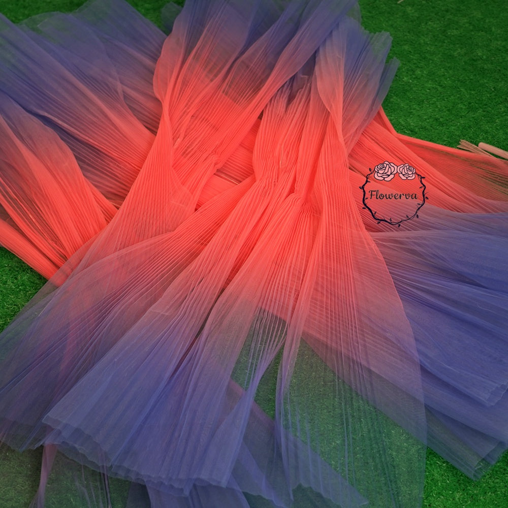 Flowerva Gradient Red And Blue Organ Pleated Handmade Three-Dimensional Floral Styling