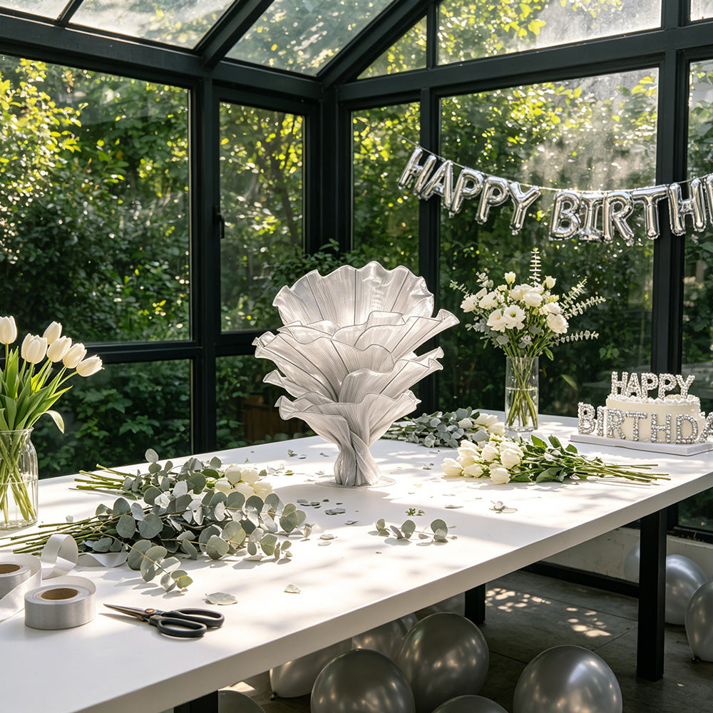 Flowerva''Morning Mist in the Mountains'' Grey Wedding Table Flower Decoration