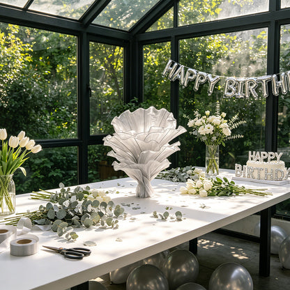 Flowerva''Morning Mist in the Mountains'' Grey Wedding Table Flower Decoration