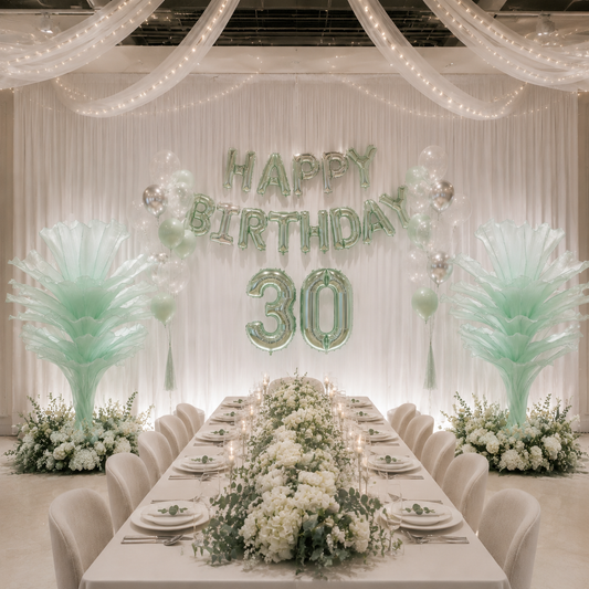 Flowerva Light Green Table Flower Wedding Decoration (With Base)