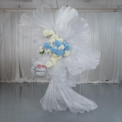 Flowerva White Sheer Fabric Floral Arrangement Decor(without flowers)
