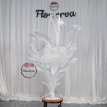 Flowerva White Serenity Floral Heart Sheer Texture Table Flower