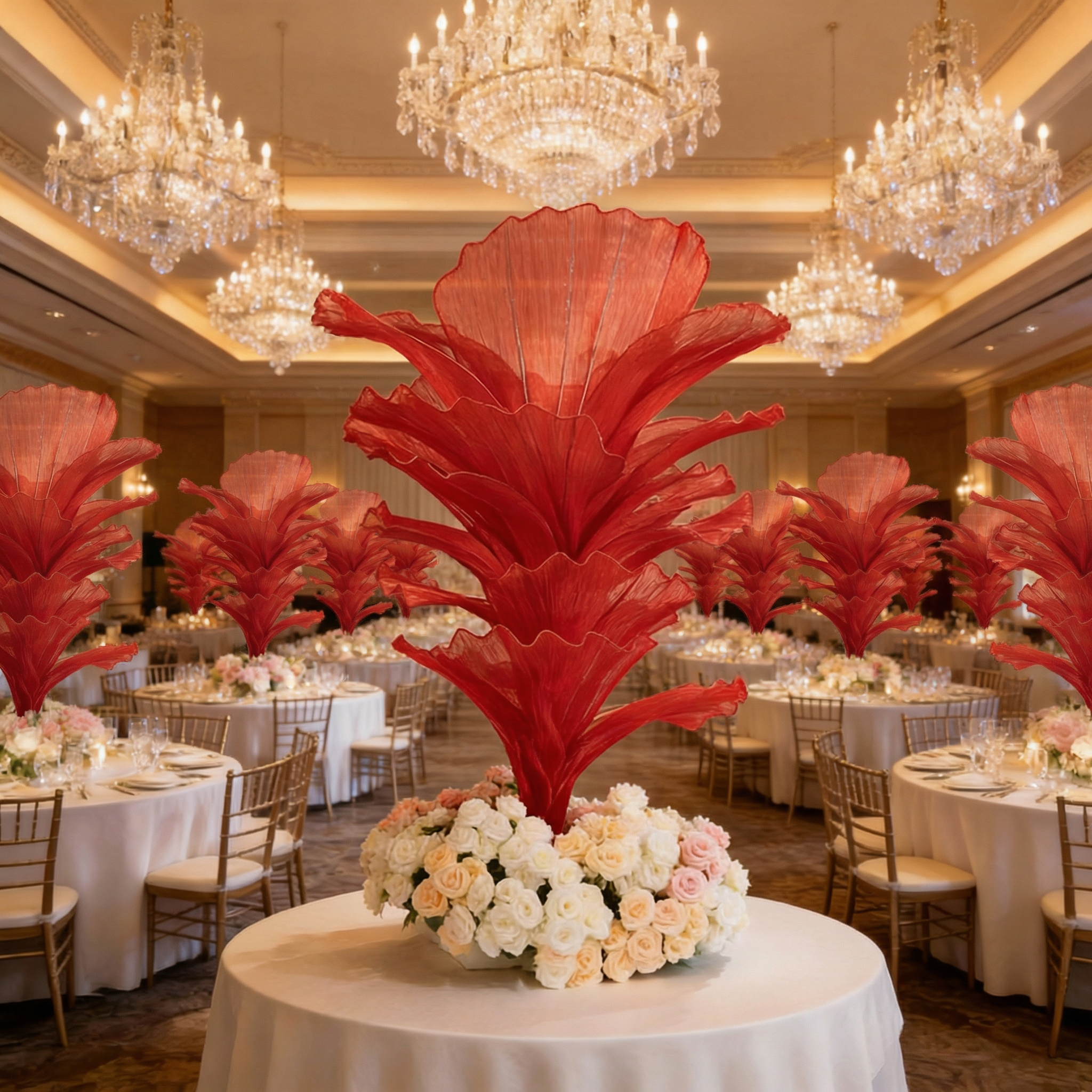 Flowerva Red Vintage Aesthetic Wedding Home Art Installation