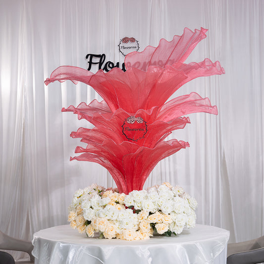 Flowerva Rose Red Table Flower Wedding Decoration (With Base)