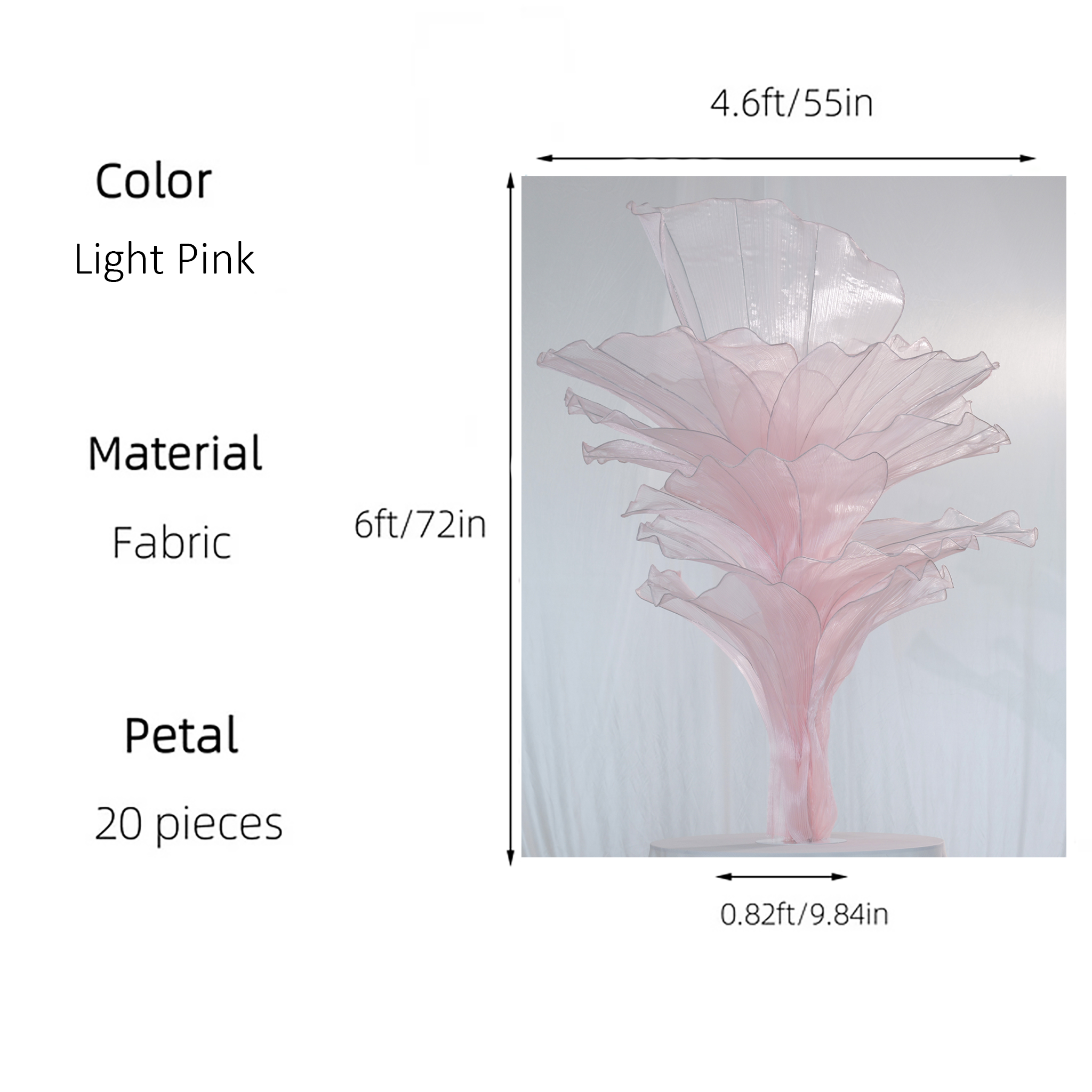 Flowerva Light Pink Table Flower Wedding Decoration (With Base)