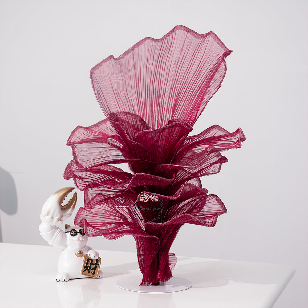 Flowerva Wine red Table Flower Wedding Decoration (With Base)