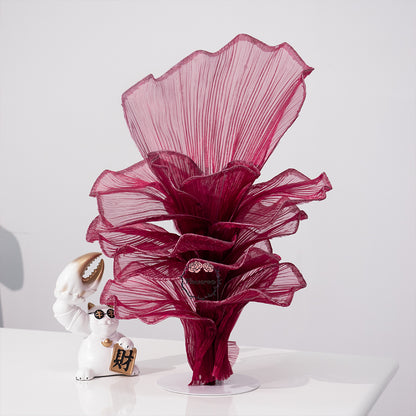 Flowerva Wine red Table Flower Wedding Decoration (With Base)