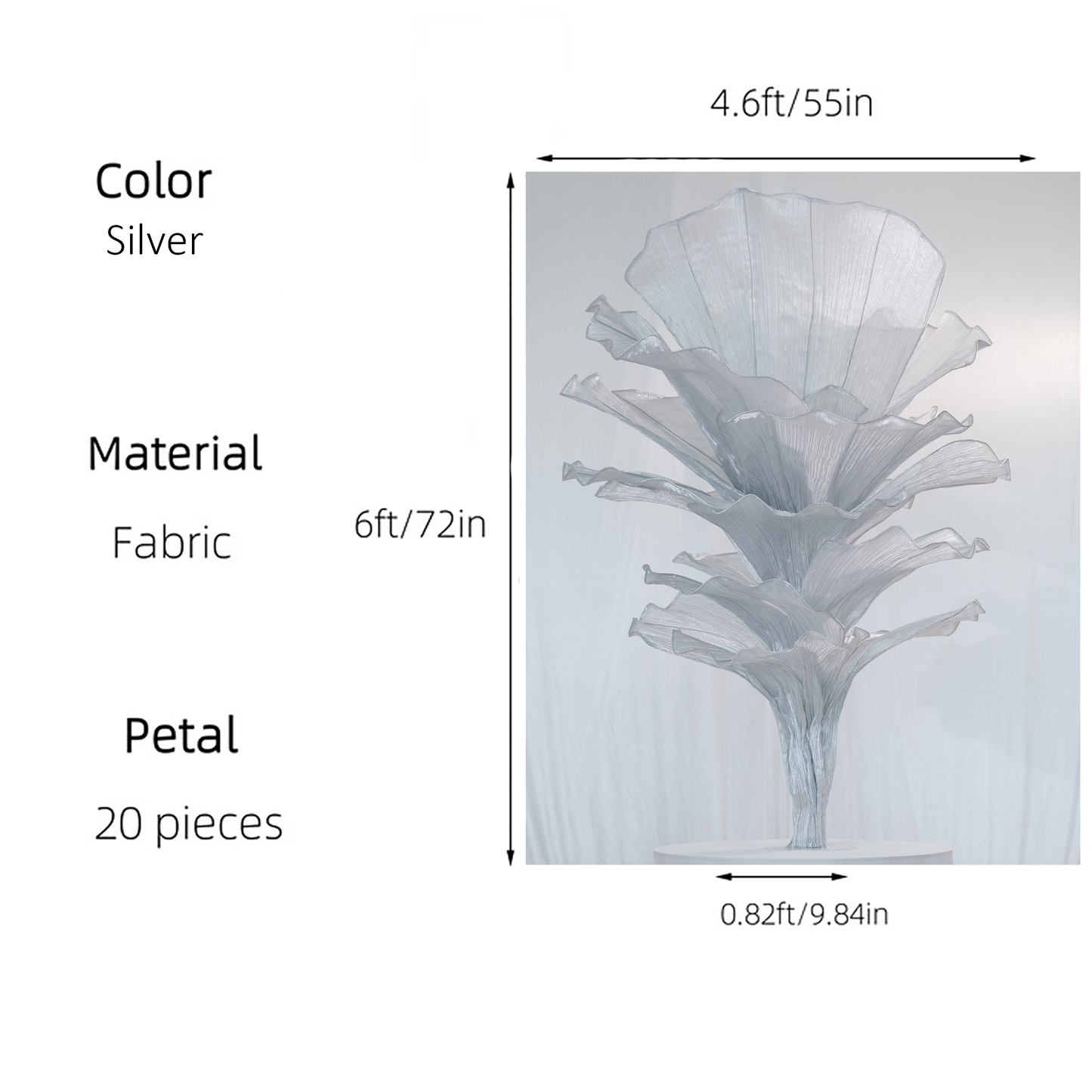 Flowerva "Glacier Flower" Luxury Wedding Decor Silver