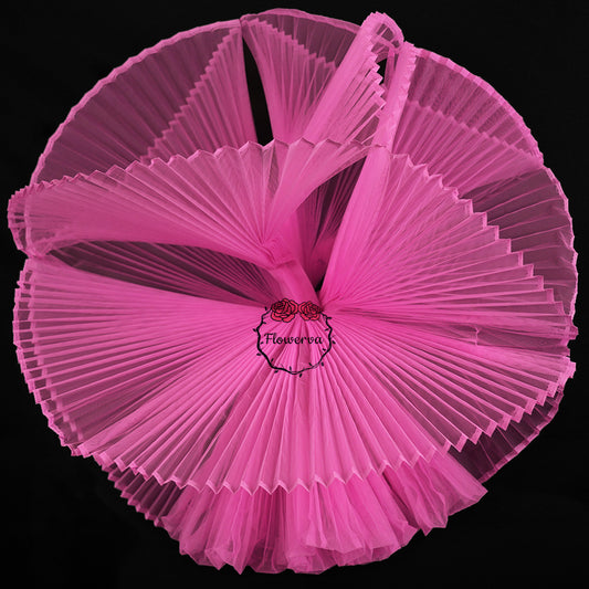 Flowerva Barbie Pink Great Pleated  Organza Crinkle Fabric 6324