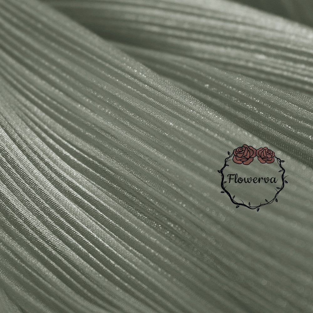 Flowerva Light Gray Glossy Pleated Texture Wedding Dress Styling Fabric