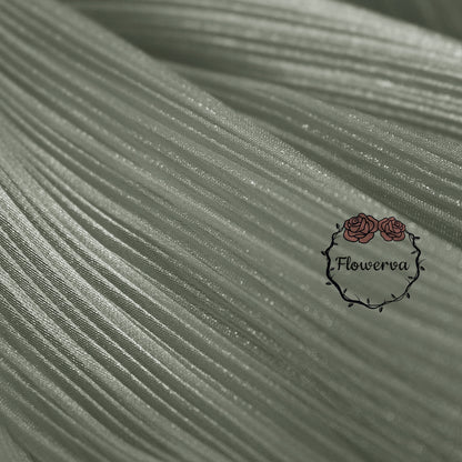 Flowerva Light Gray Glossy Pleated Texture Wedding Dress Styling Fabric