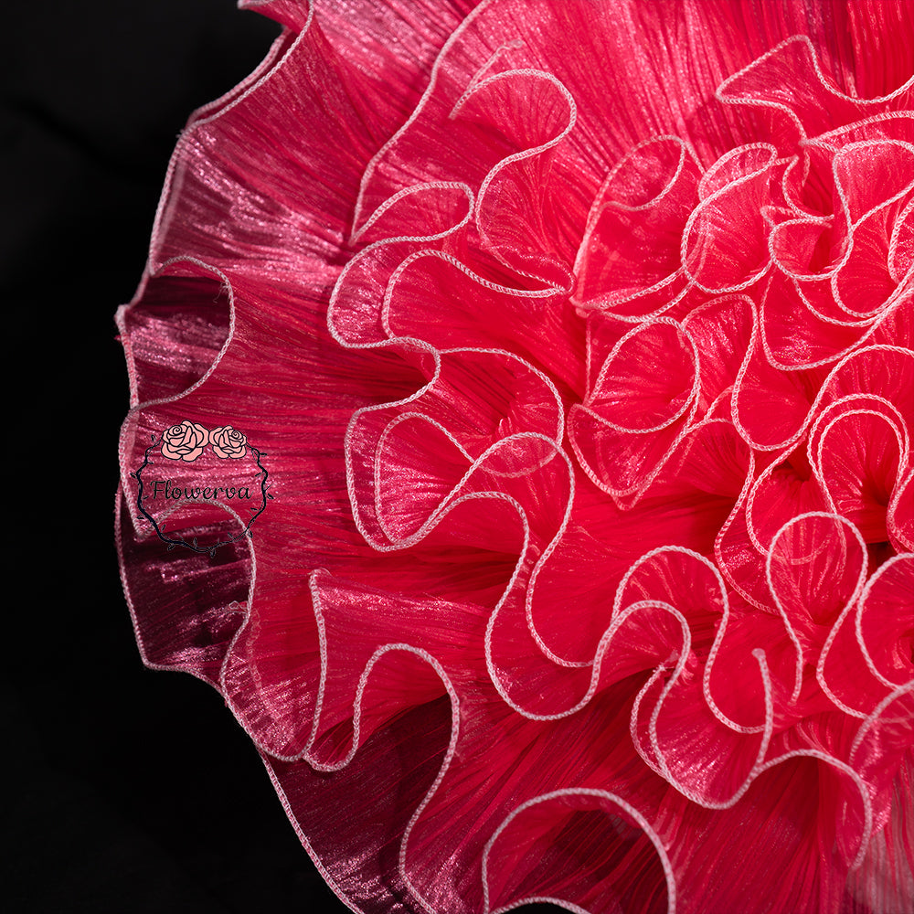 Flowerva Vibrant Magenta Gradient Translucent Ruffled Fabric Flower Decor