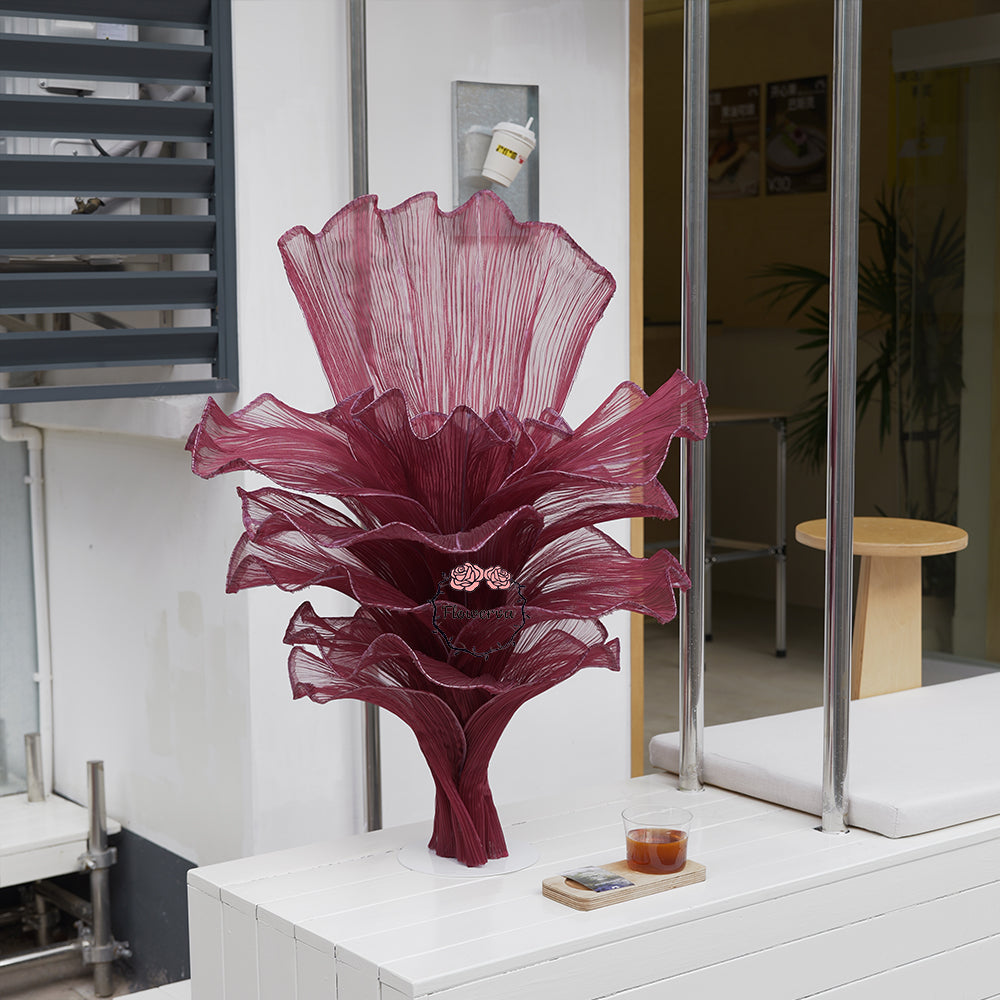 Flowerva Wine red Table Flower Wedding Decoration (With Base)