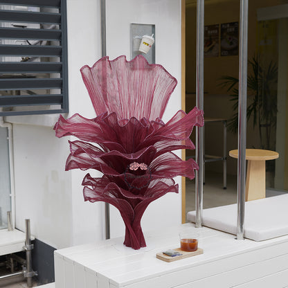 Flowerva Wine red Table Flower Wedding Decoration (With Base)