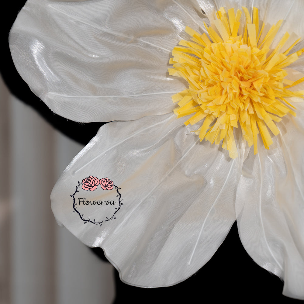 Flowerva Sheer Fabric White Daisy Decor