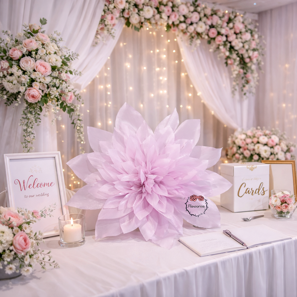 Flowerva Fluffy Layered Lilac Fabric Flower Decor