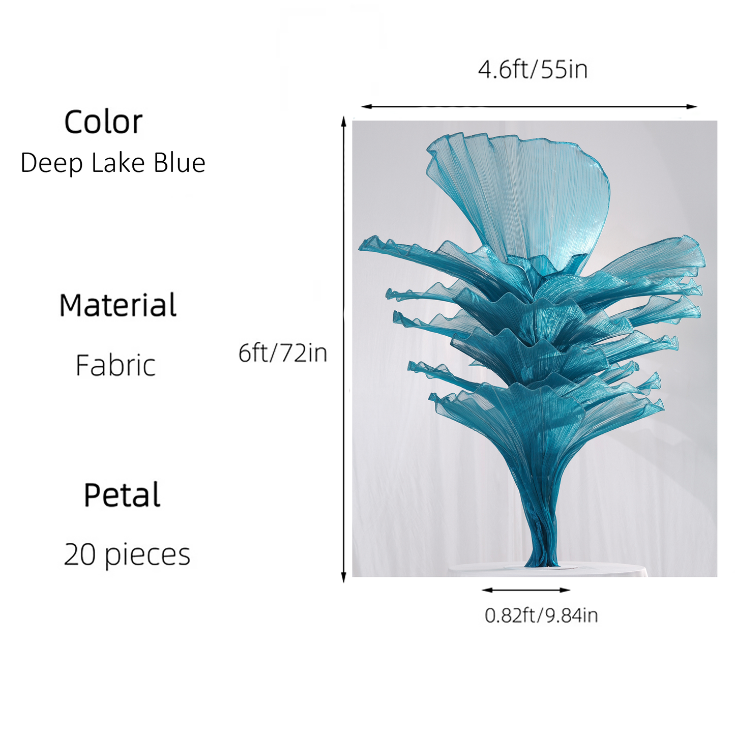 Flowerva "Ocean Love" Floral Installation Deep Lake Blue 180cm