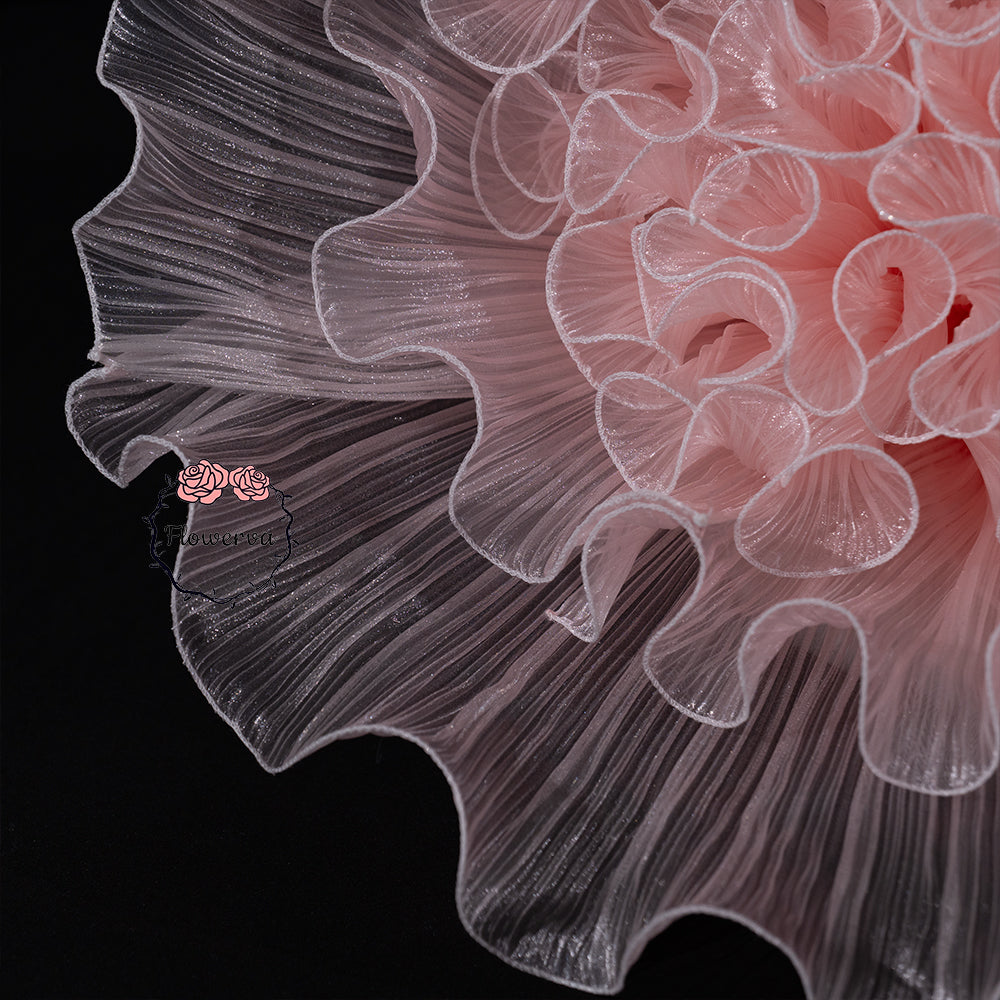 Flowerva Light Pink Gradient Ruffled Sheer Fabric Decor Flower