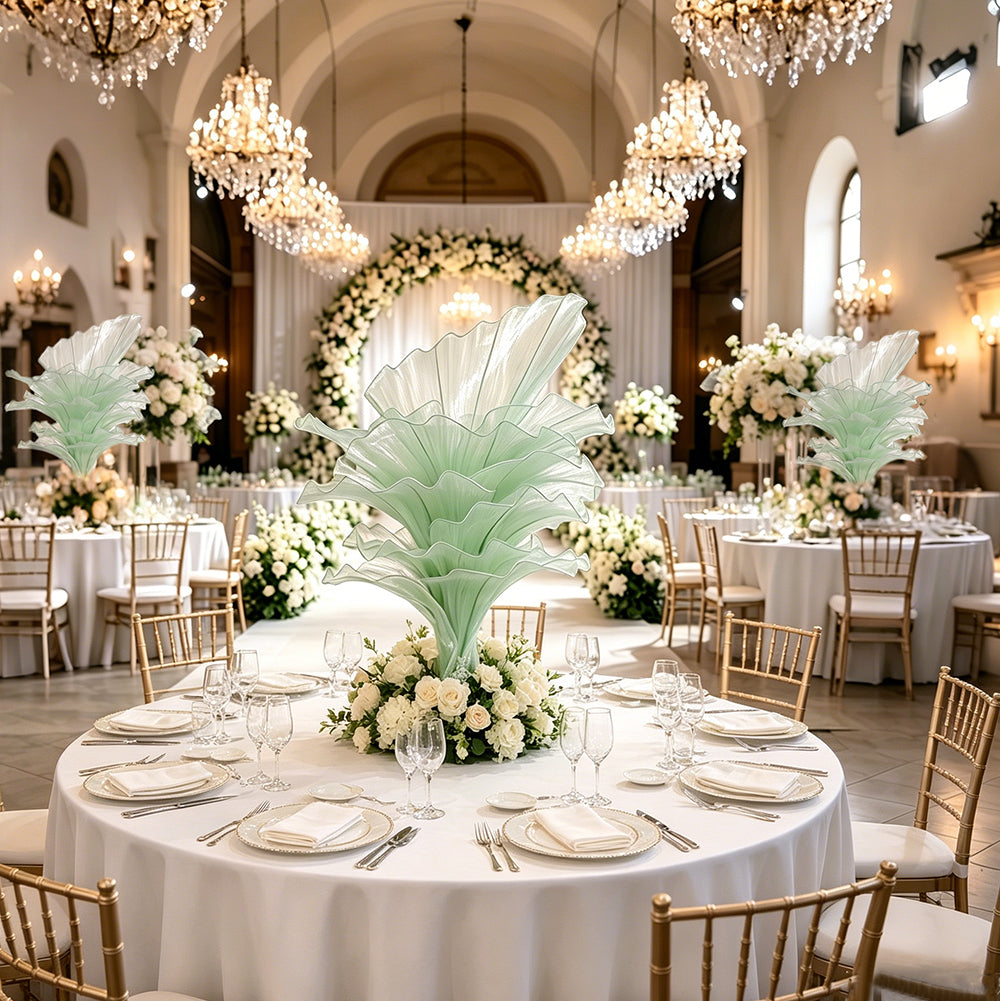 Flowerva Light Green Table Flower Wedding Decoration (With Base)