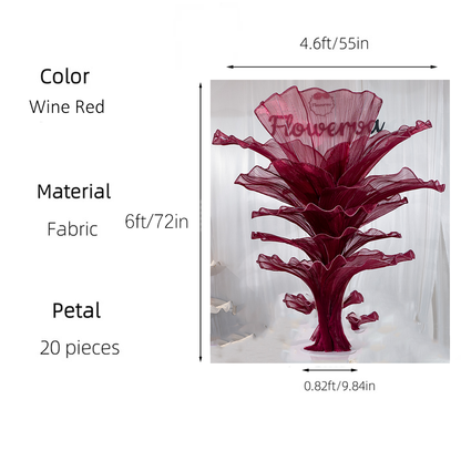 Flowerva Wine red Table Flower Wedding Decoration (With Base)