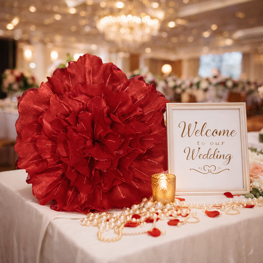 Flowerva Scarlet Shimmer Ruffled Fabric Flower