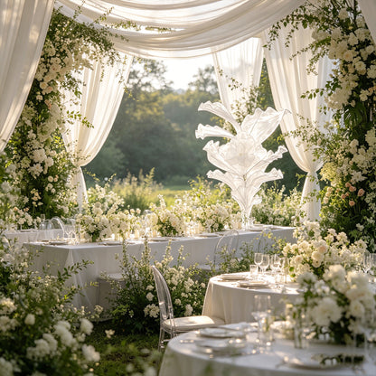 Flowerva White Serenity Floral Heart Sheer Texture Table Flower