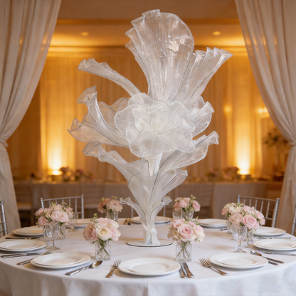 Flowerva White Serenity Floral Heart Sheer Texture Table Flower