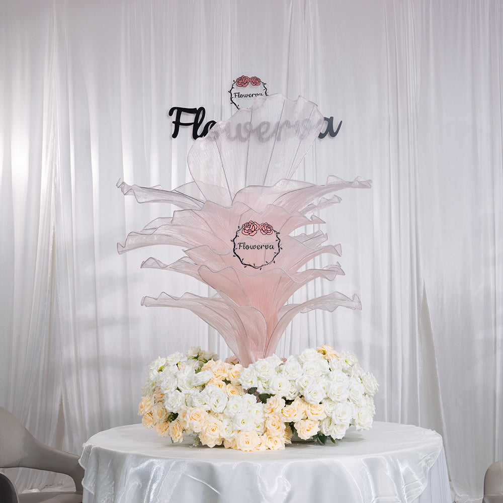 Flowerva Light Pink Table Flower Wedding Decoration (With Base)