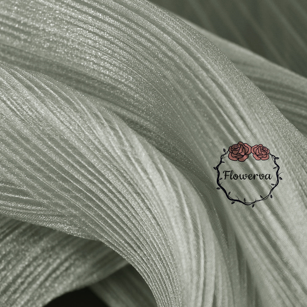 Flowerva Light Gray Glossy Pleated Texture Wedding Dress Styling Fabric