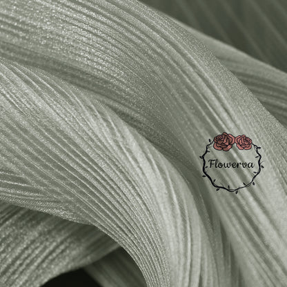 Flowerva Light Gray Glossy Pleated Texture Wedding Dress Styling Fabric