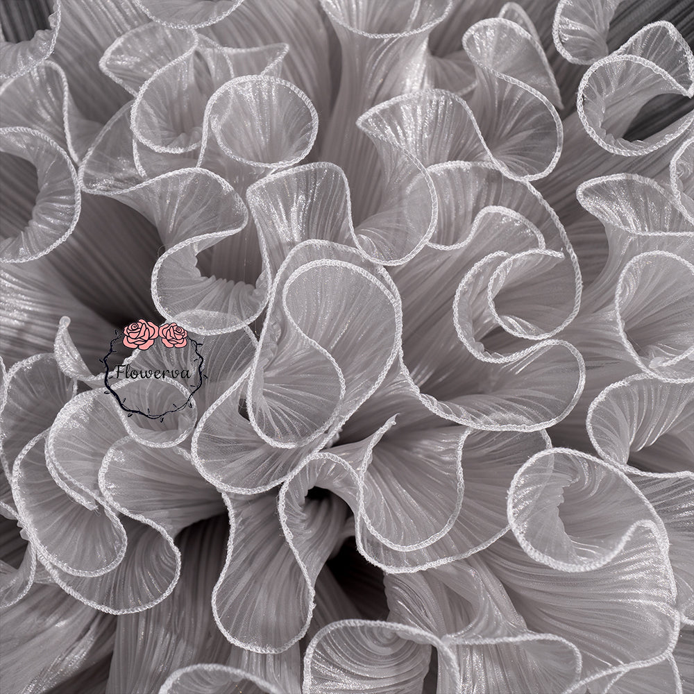 Flowerva Silvery Gray Sheer Ruffled Fabric Decor Flower