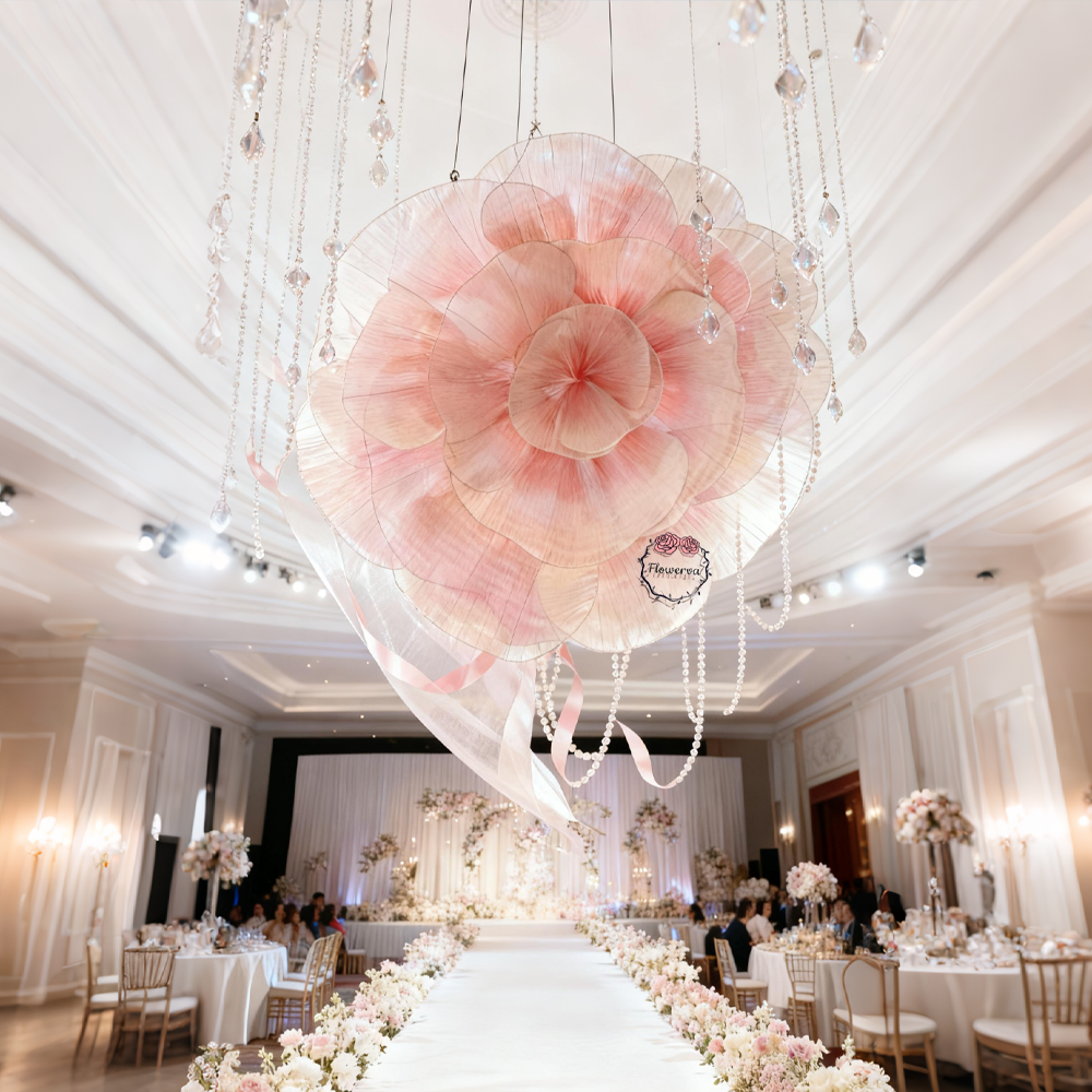 Flowerva Blush Giant Fabric Rose – 3D Wedding Event Floral Decor
