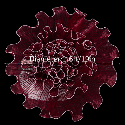 Flowerva Burgundy Gradient Ruffled Sheer Fabric Decor Flower