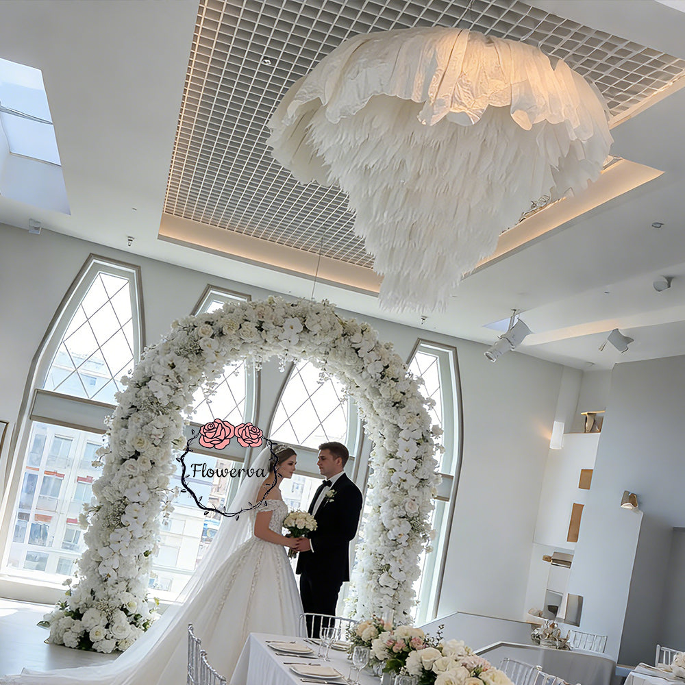 Flowerva Ethereal Feather Chandelier Wedding Decor