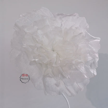 Flowerva Silvery-White Shimmer Ruffled Fabric Flower