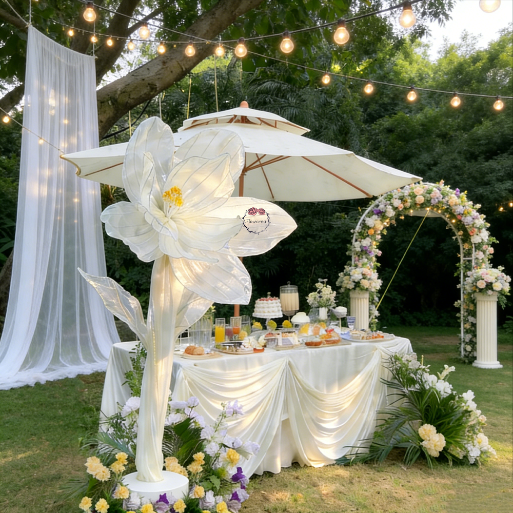 Flowerva Silk Bloom Standing White Luminous Floral Decor