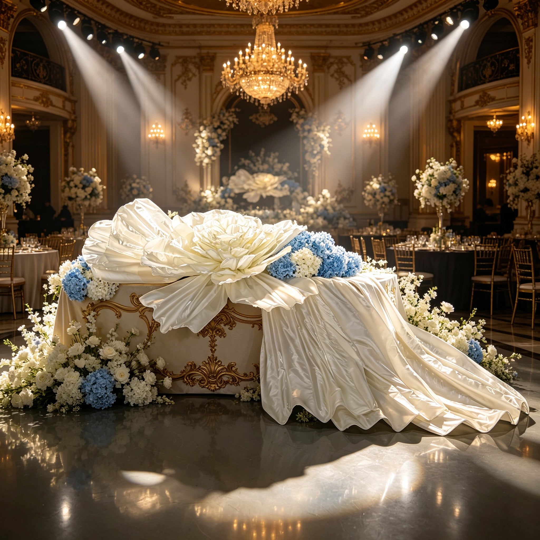 Flowerva Opulent Satin Atelier Installation Wedding Decor