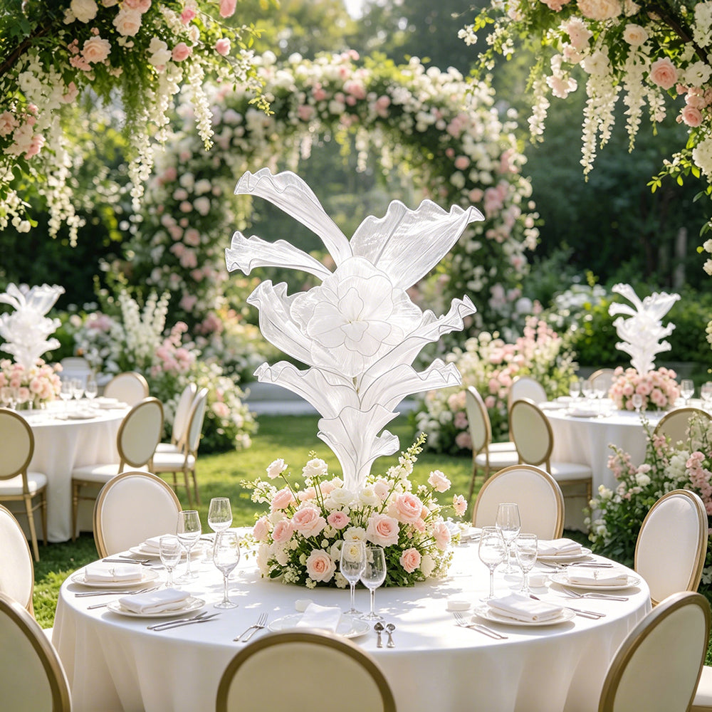 Flowerva White Serenity Floral Heart Sheer Texture Table Flower