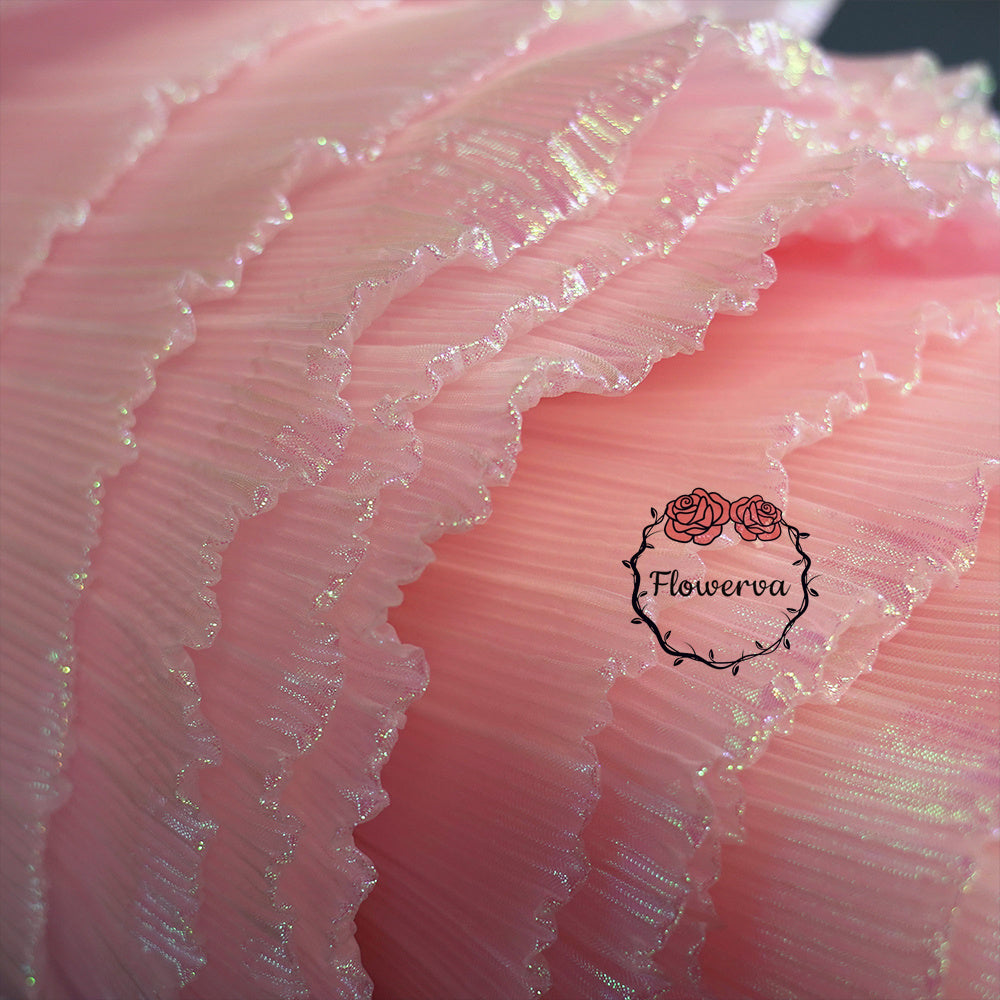 Flowerva Soft Pink Mermaid Texture Pleated Organza Wedding Decoration Dress Design Fabric