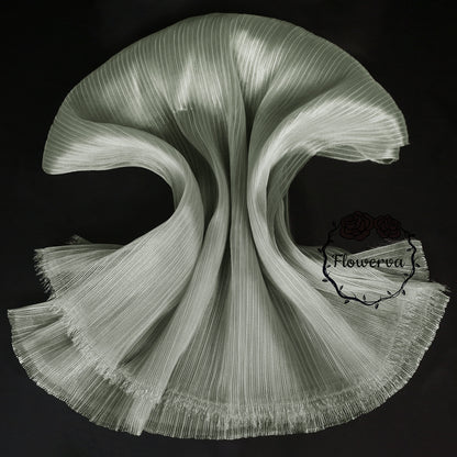 Flowerva Light Gray Glossy Pleated Texture Wedding Dress Styling Fabric