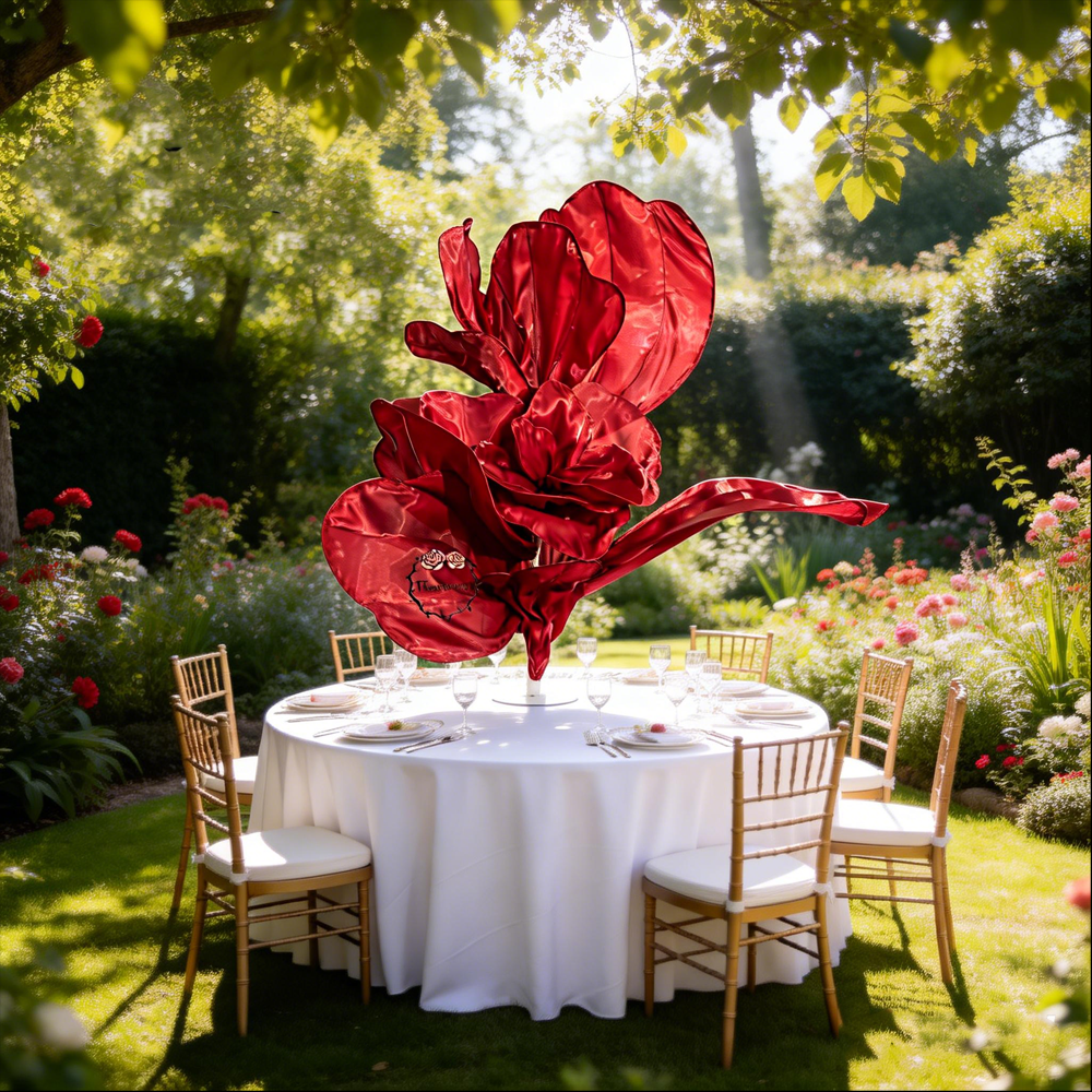Flowerva Crimson Dream  Floral Heart Silk Textured Table Flower