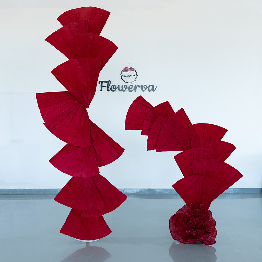 Flowerva Wine Red Double-Sided Fan-Shaped Wedding Decor